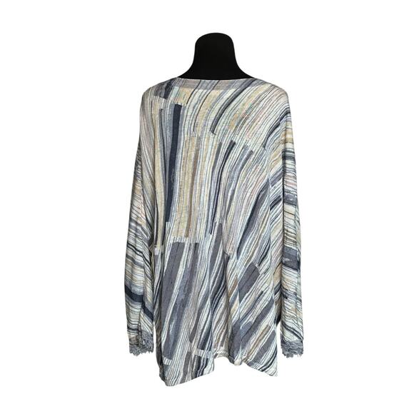 Nic + Zoe blue stripes lightweight tunic sweater size 3X - Picture 2 of 15